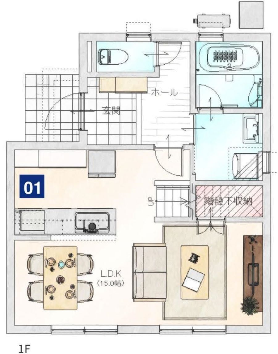 2LDK2階建ての間取り事例