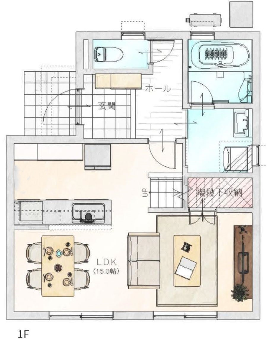 2LDK2階建ての間取り事例