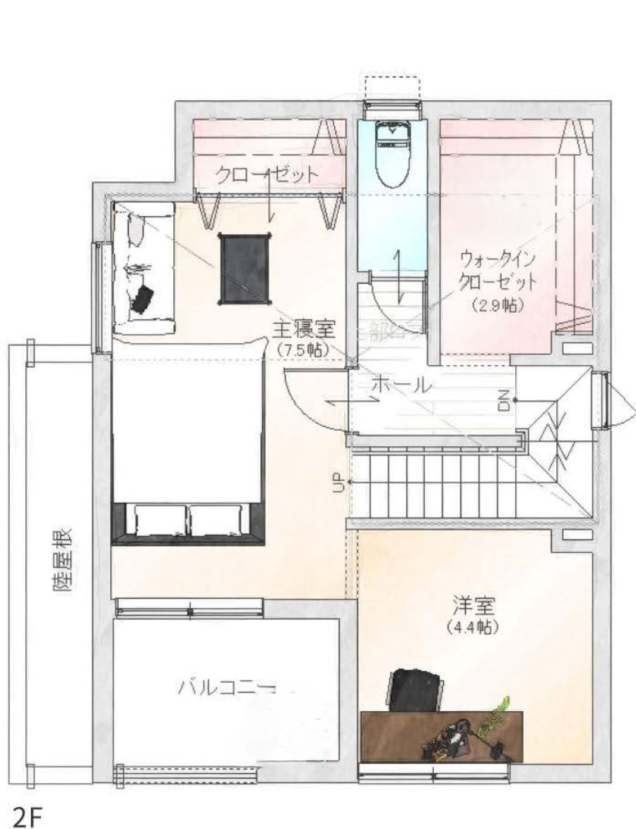 2LDK2階建ての間取り事例