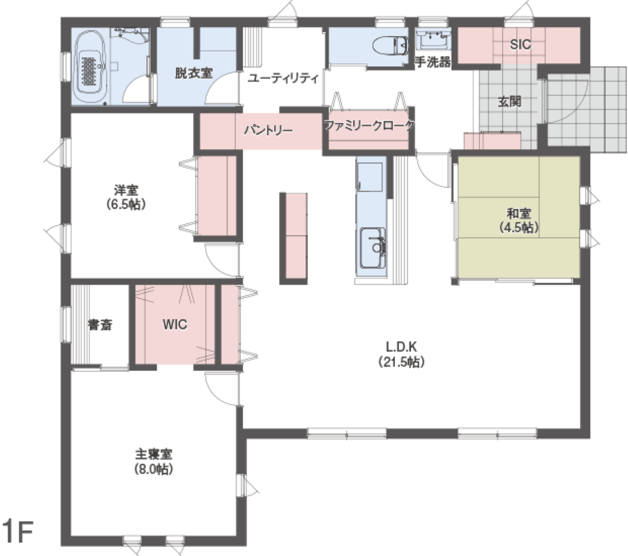 ゆとりある30坪前後の平屋3LDK間取り事例
