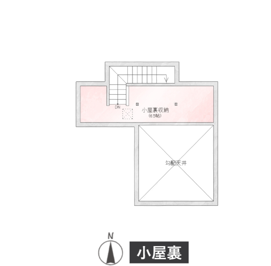 ミニマルな平屋1LDK間取り図