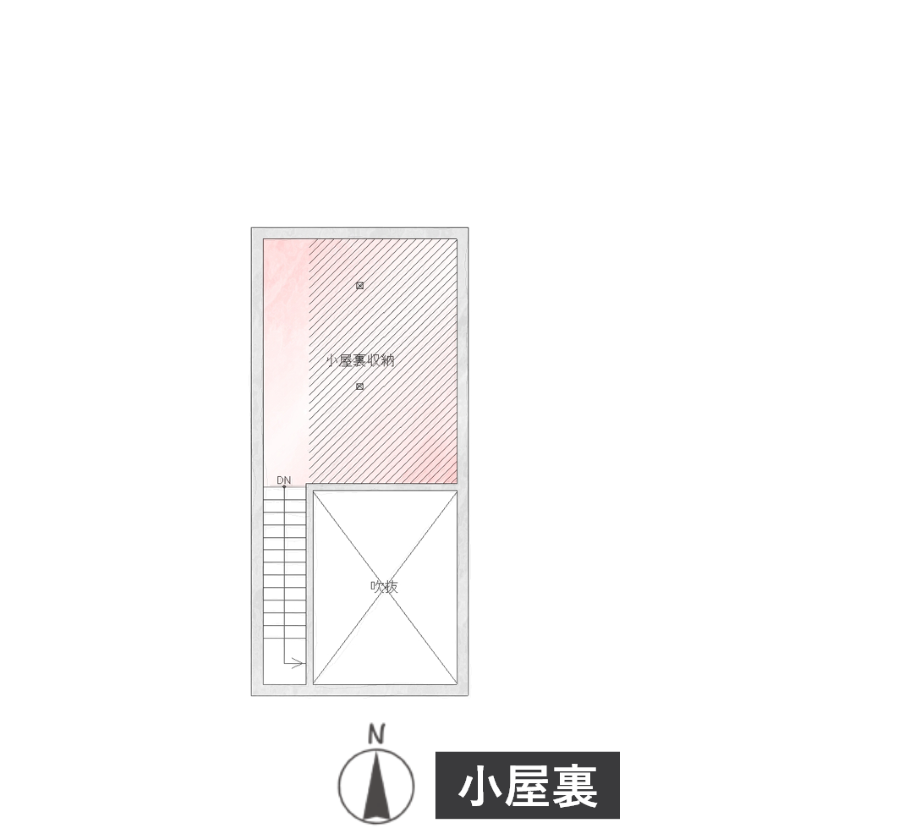 ミニマルな平屋1LDK間取り図