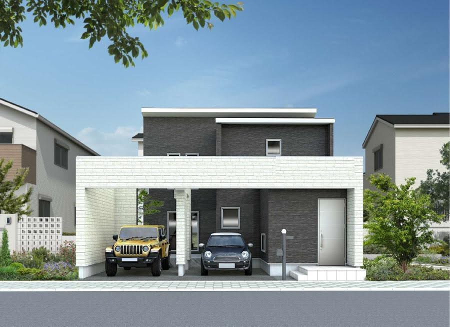 車2台と中庭がつながる開放的なガレージハウス