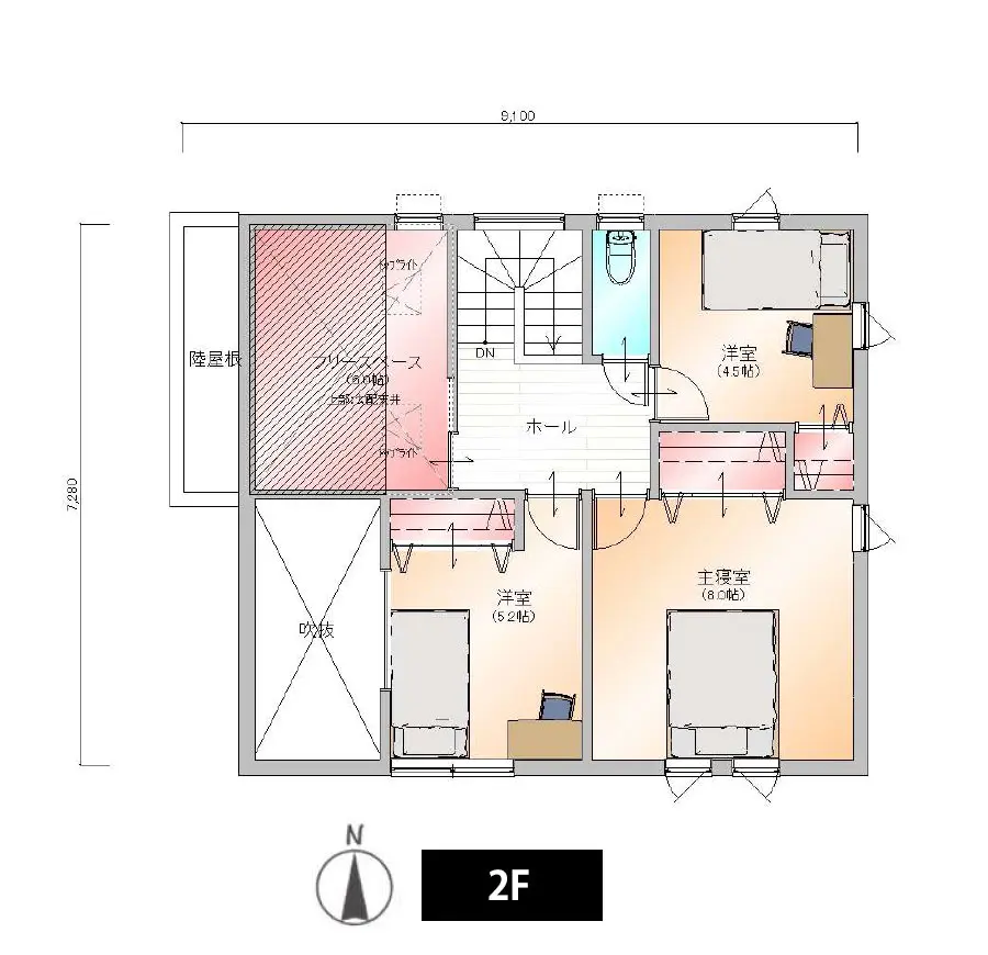総二階・コンパクト間取り