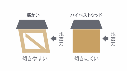 ハイベストウッドと筋かいの比較