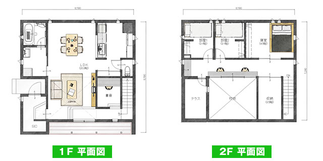 間口8.19m・西側入口・奥行8.19m の間取り図